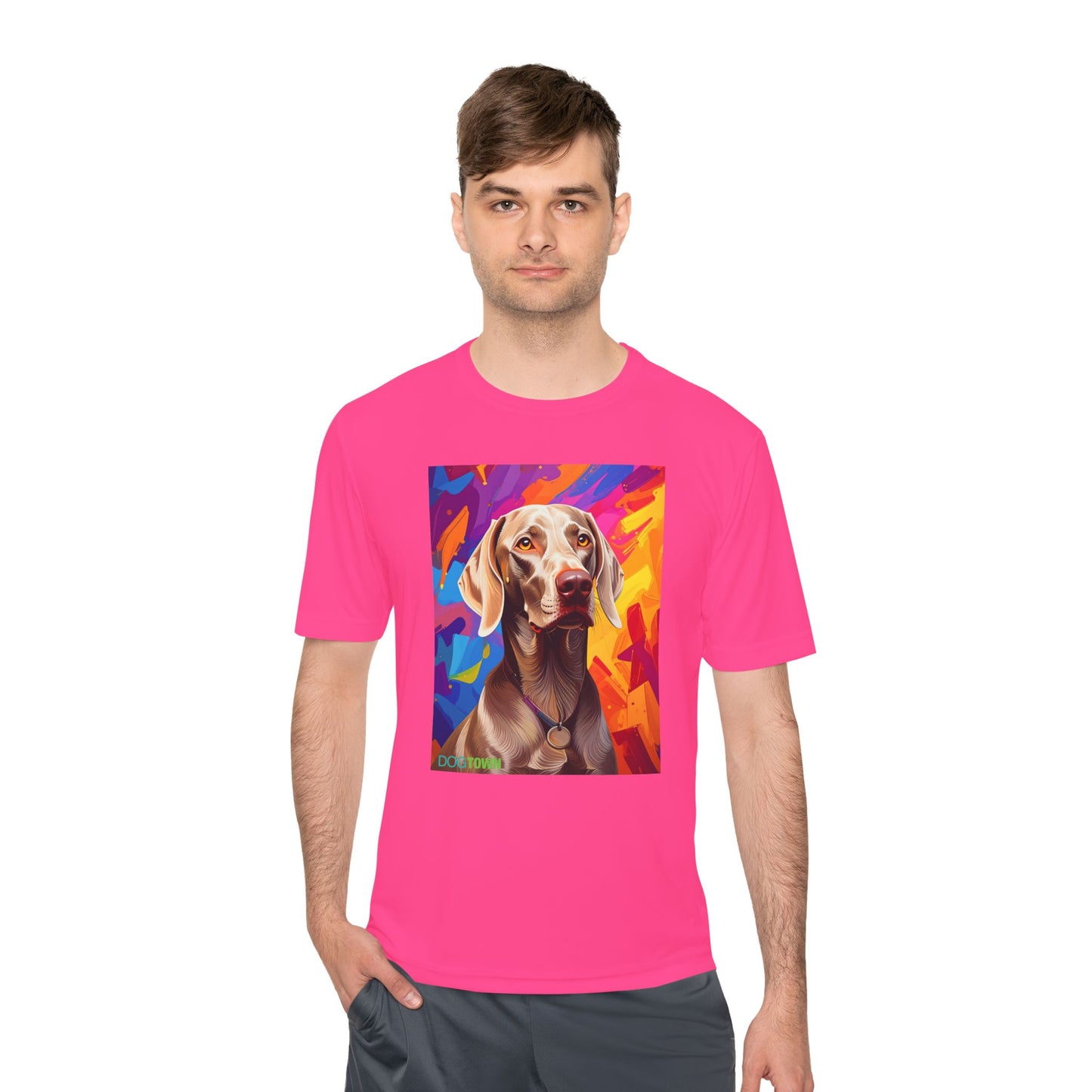 Pup Art Canvas Unisex Moisture Wicking Tee (Weimaraner)