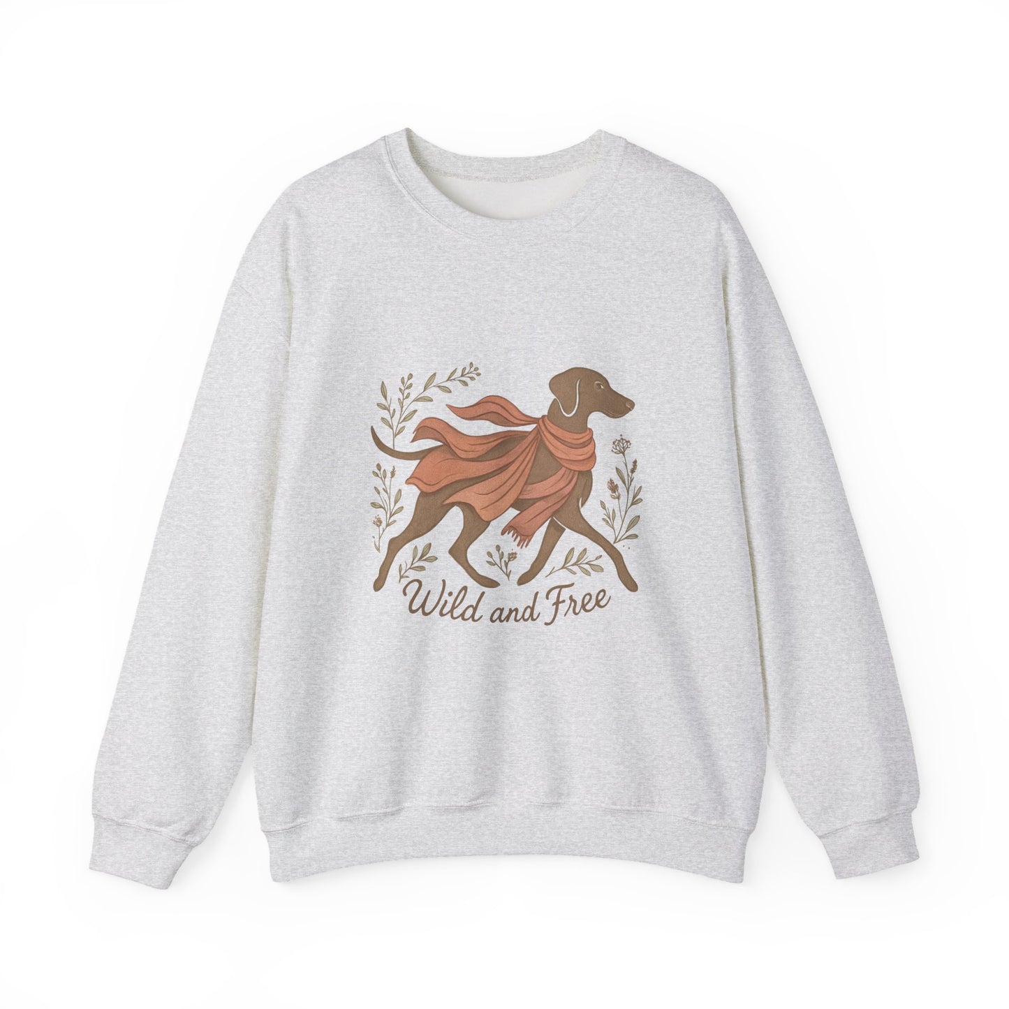 Dogtown Boho Revival "Wild and Free" Unisex Heavy Blend™ Crewneck Sweatshirt (Weimaraner)