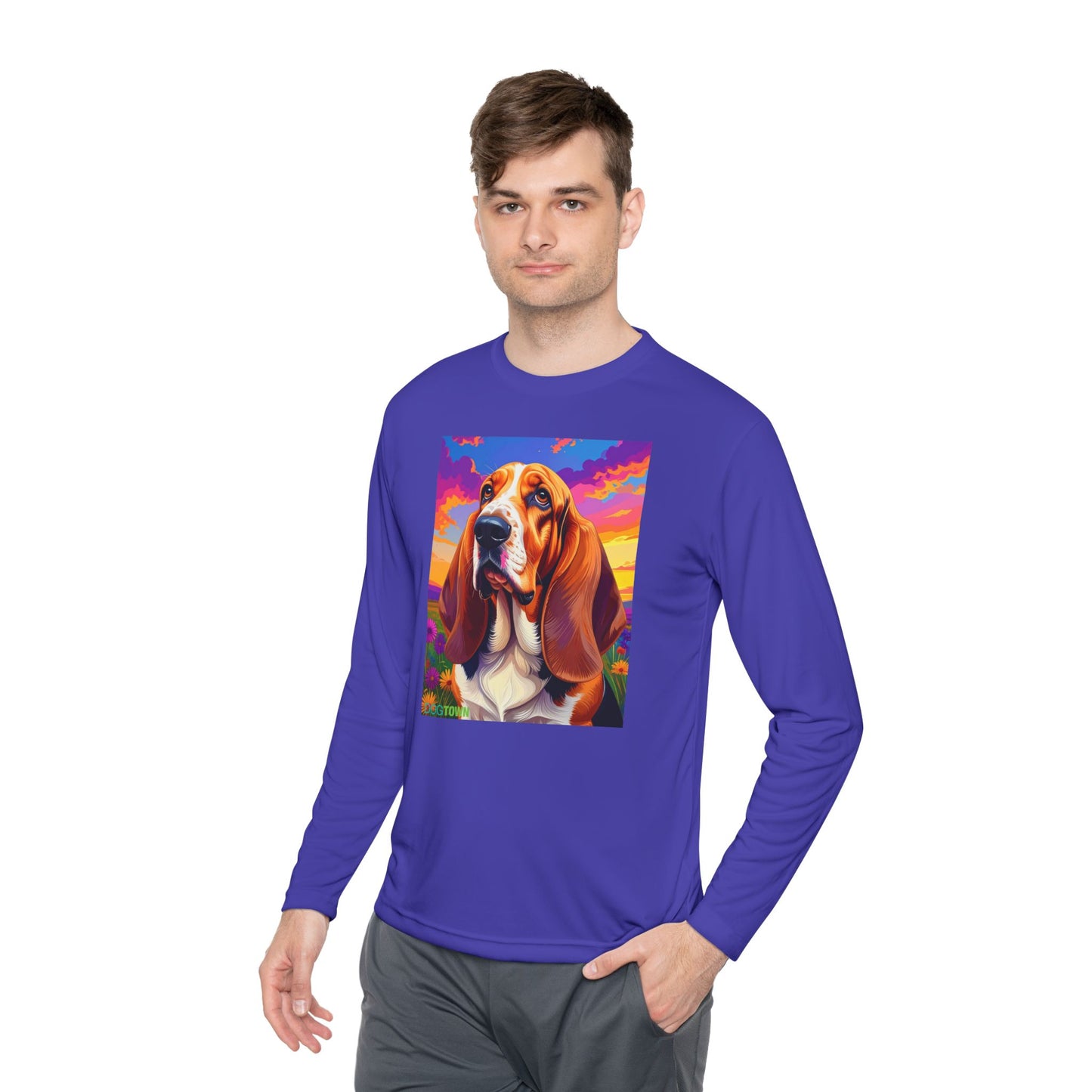 Pup Art Canvas Sport Long Sleeve Tee (Basset Hound)