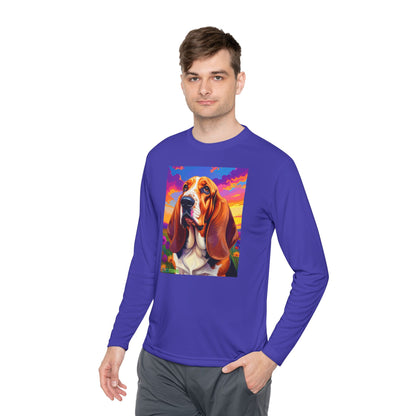 Pup Art Canvas Sport Long Sleeve Tee (Basset Hound)