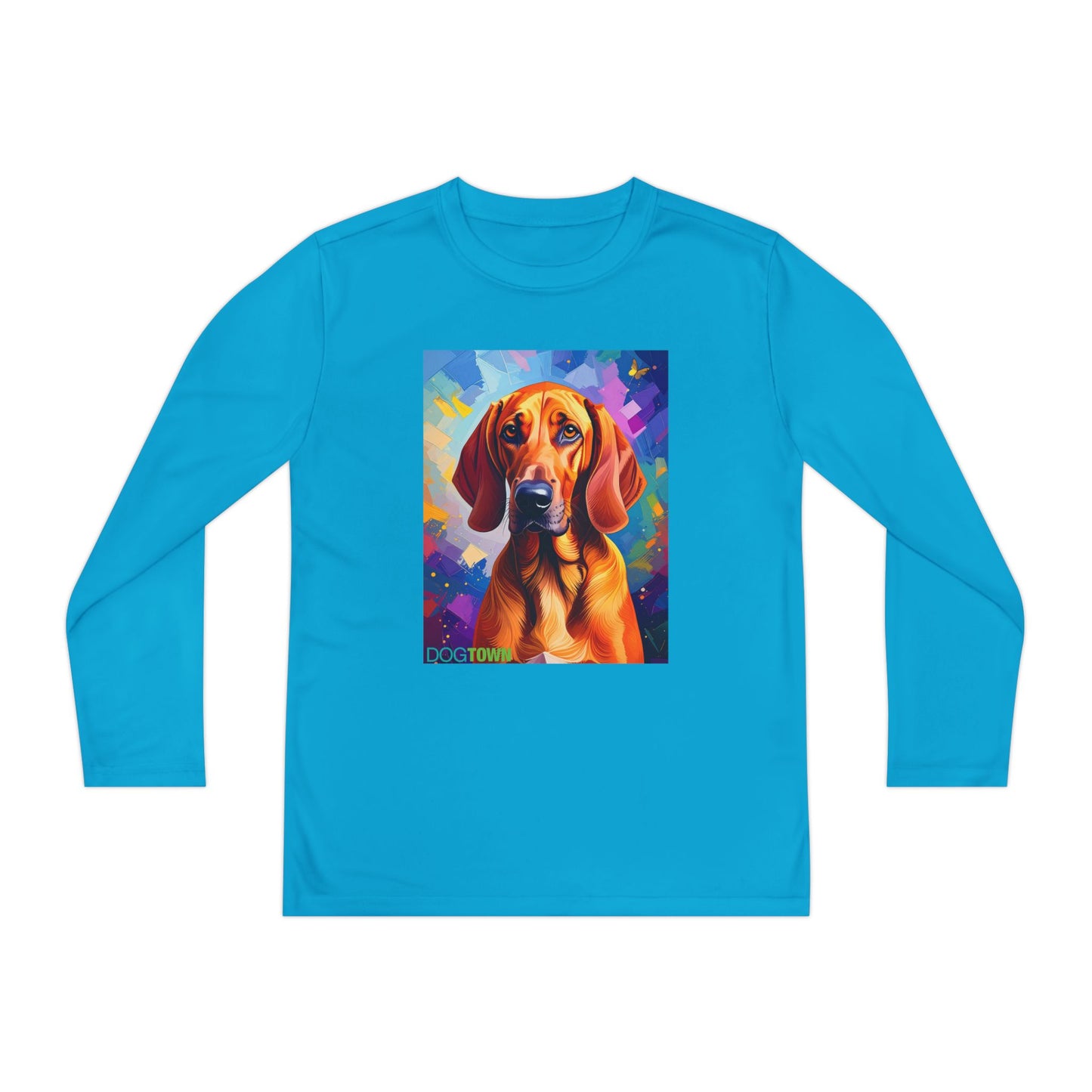 Pup Art Canvas - Kid's Sport Long Sleeve Tee (Redbone Coonhound)