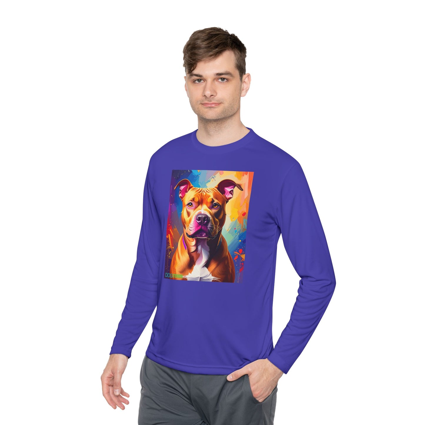 Pup Art Canvas Sport Long Sleeve Tee (Pit Bull)