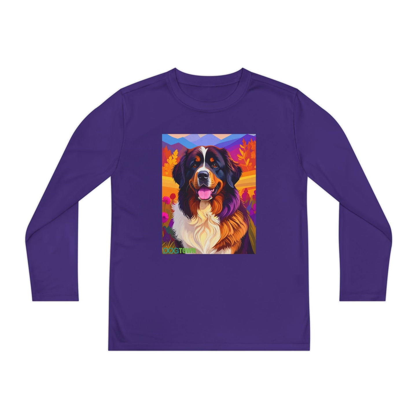 Pup Art Canvas - Kid's Sport Long Sleeve Tee (Bernese Mountain Dog)