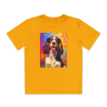 Pup Art Canvas - Kid's Sport Short Sleeve Tee (English Springer Spaniel)