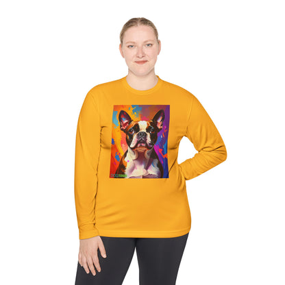 Pup Art Canvas Sport Long Sleeve Tee (Boston Terrier)