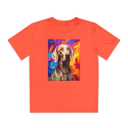Pup Art Canvas - Kid's Sport Short Sleeve Tee (Weimaraner)