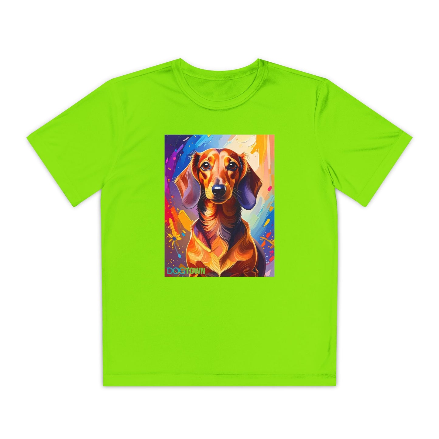 Pup Art Canvas - Kid's Sport Short Sleeve Tee (Dachshund)