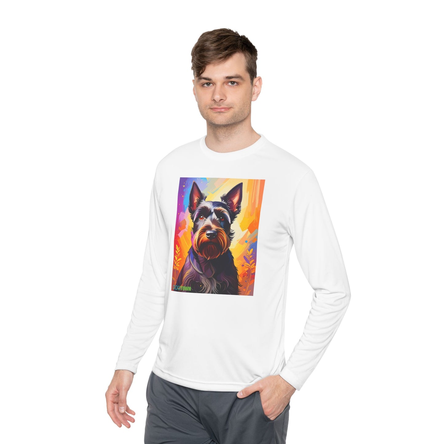 Pup Art Canvas Sport Long Sleeve Tee (Scottish Terrier)
