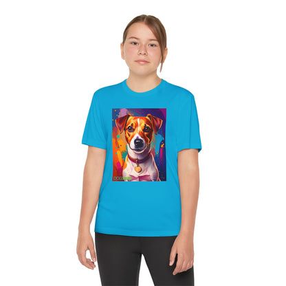 Pup Art Canvas - Kid's Sport Short Sleeve Tee (Jack Russell Terrier)