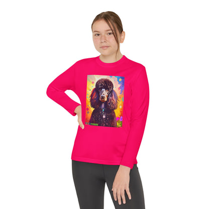Pup Art Canvas - Kid's Sport Long Sleeve Tee (Standard Poodle)