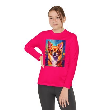 Pup Art Canvas - Kid's Sport Long Sleeve Tee (Chihuahua)