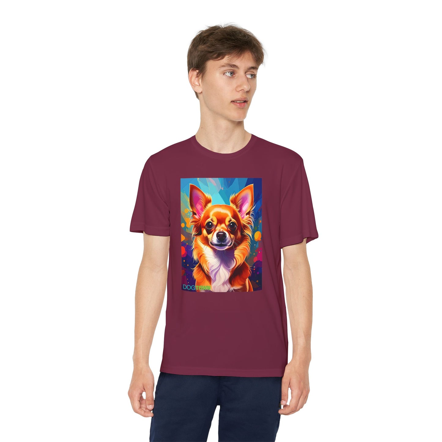 Pup Art Canvas - Kid's Sport Short Sleeve Tee (Chihuauha)