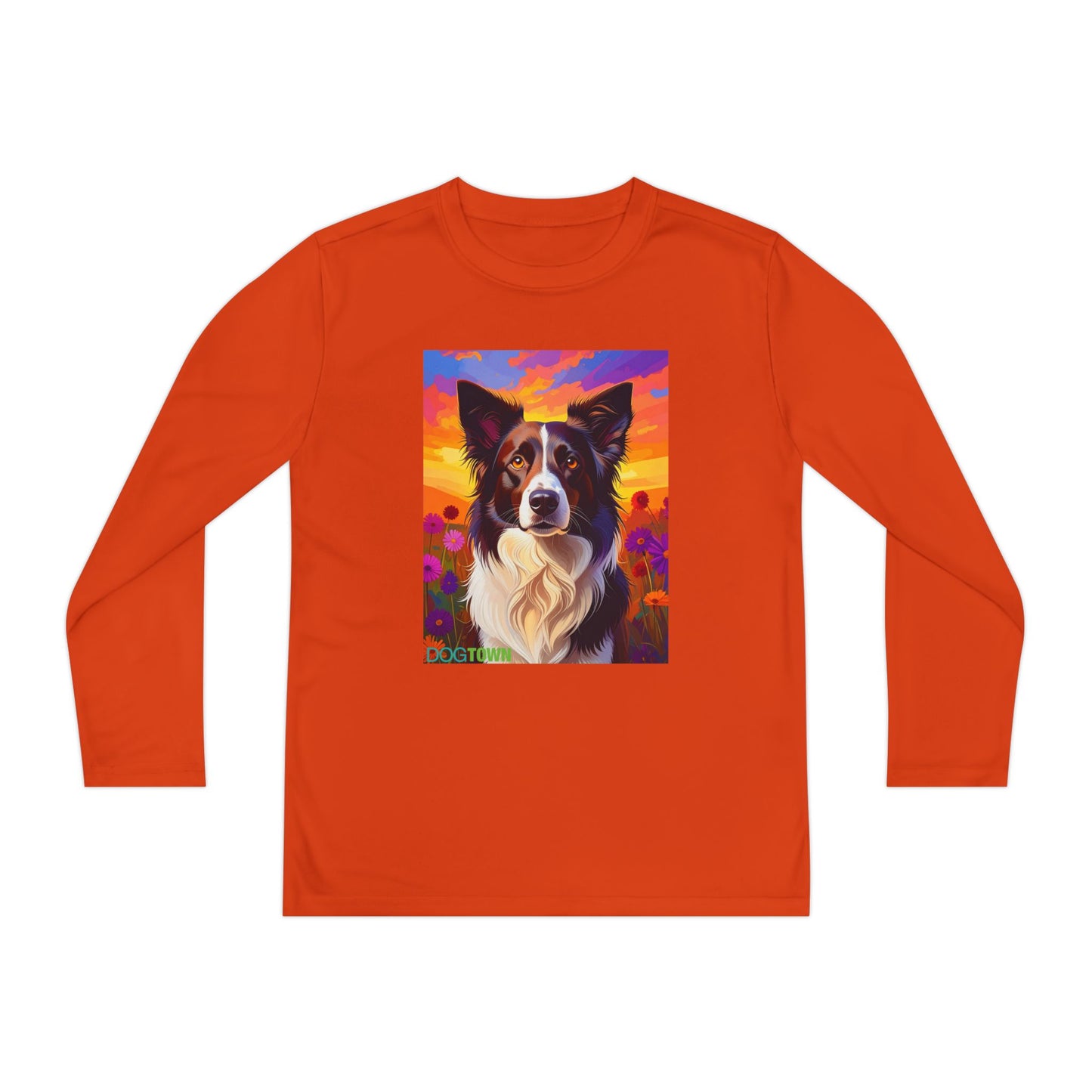 Pup Art Canvas - Kid's Sport Long Sleeve Tee (Border Collie)