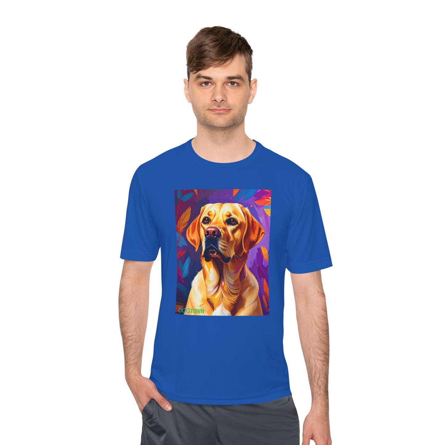 Pup Art Canvas Unisex Moisture Wicking Tee (Yellow Lab)