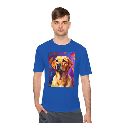 Pup Art Canvas Unisex Moisture Wicking Tee (Yellow Lab)