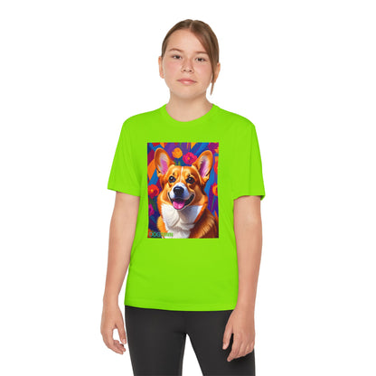 Pup Art Canvas - Kid's Sport Short Sleeve Tee (Corgi)