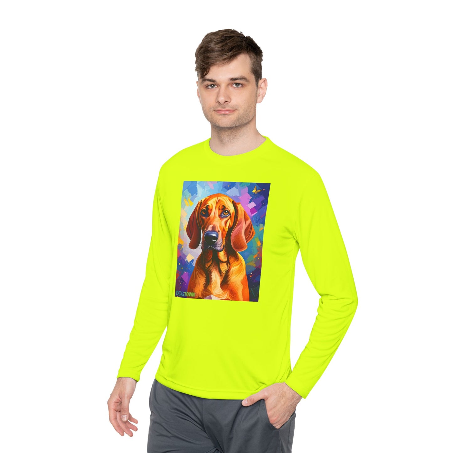 Pup Art Canvas Sport Long Sleeve Tee (Redbone Coonhound)