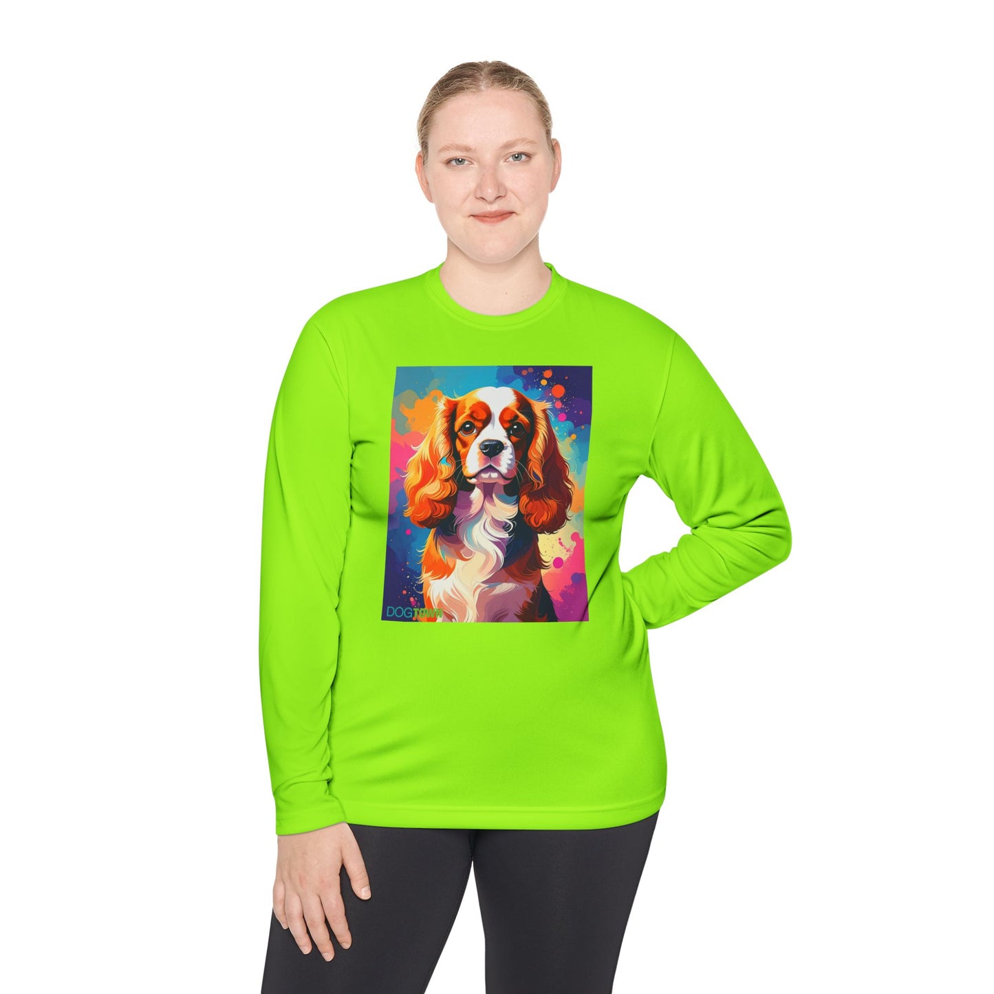 Pup Art Canvas Sport Long Sleeve Tee (Cavalier King Charles Spaniel)