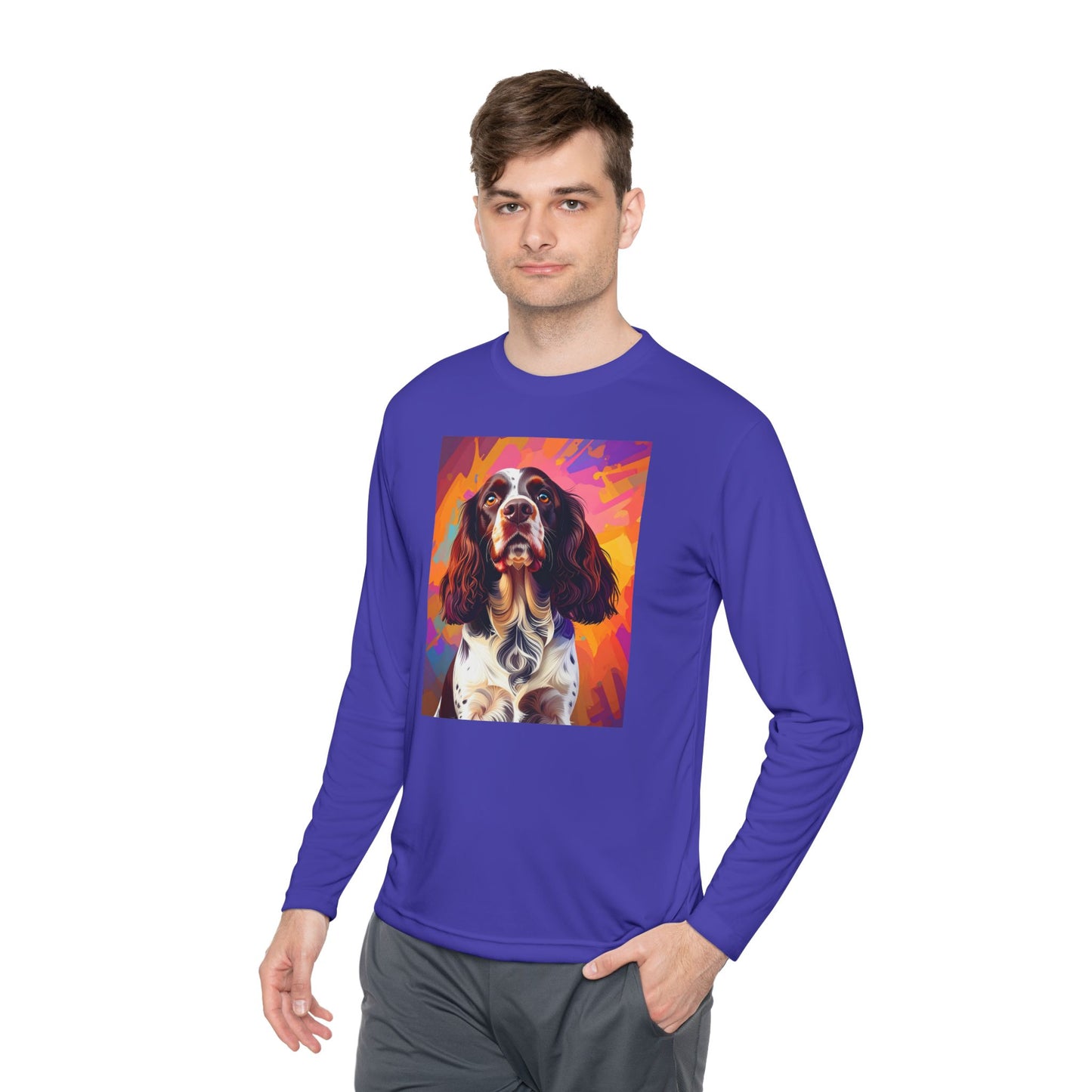 Pup Art Canvas Sport Long Sleeve Tee (English Springer Spaniel - 2)