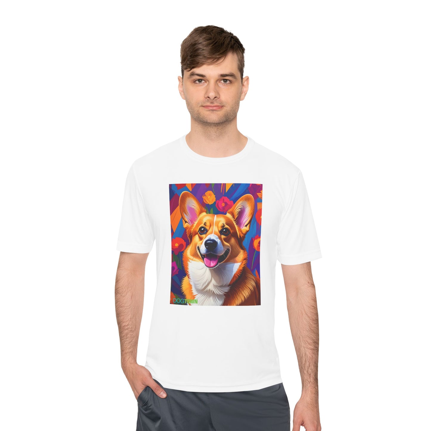 Pup Art Canvas Unisex Moisture Wicking Tee (Corgi)