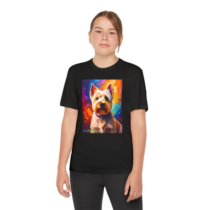 Pup Art Canvas - Kid's Sport Short Sleeve Tee (West Highland White Terrier)
