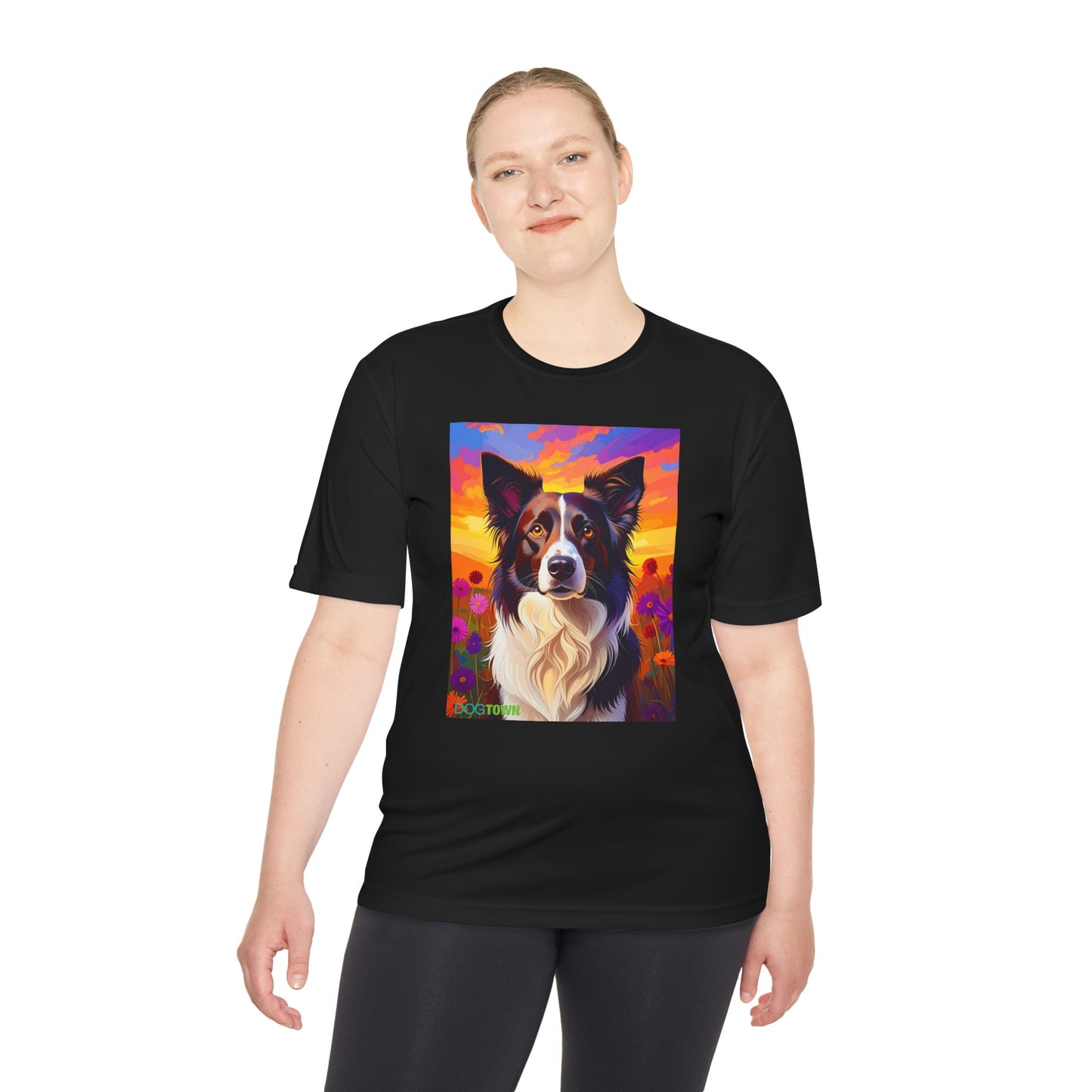 Pup Art Canvas Unisex Moisture Wicking Tee (Border Collie)