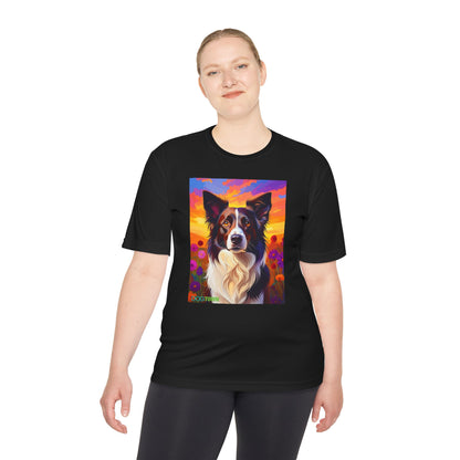 Pup Art Canvas Unisex Moisture Wicking Tee (Border Collie)