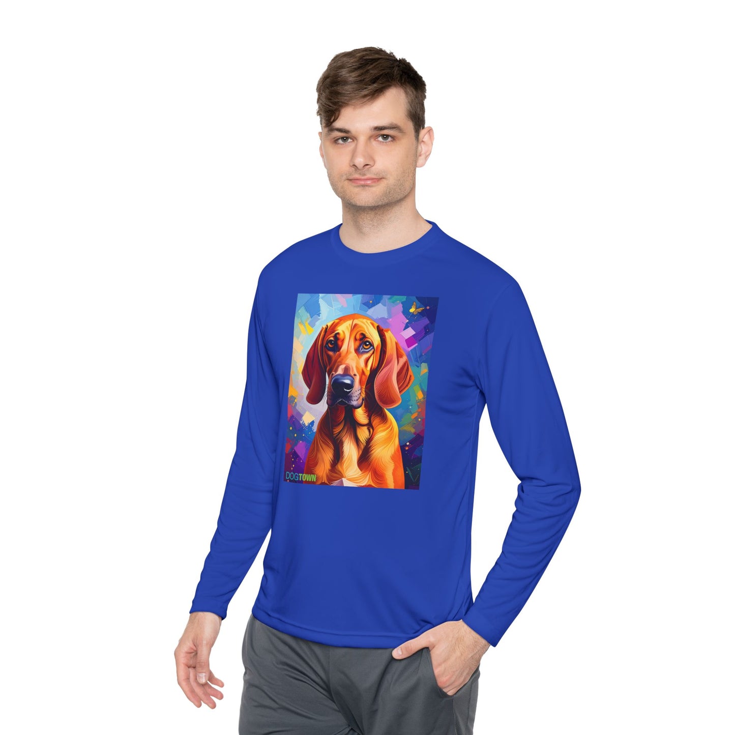 Pup Art Canvas Sport Long Sleeve Tee (Redbone Coonhound)