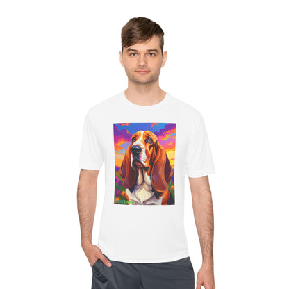 Pup Art Canvas Unisex Moisture Wicking Tee (Basset Hound)