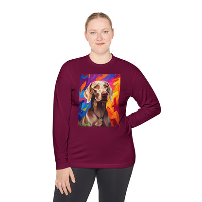 Pup Art Canvas Sport Long Sleeve Tee (Weimaraner)