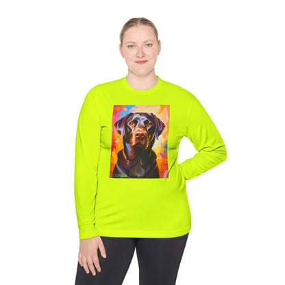 Pup Art Canvas Sport Long Sleeve Tee (Chocolate Lab)