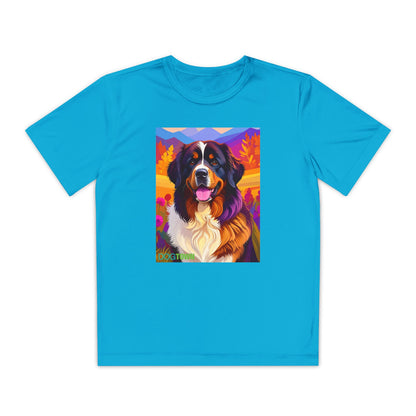 Pup Art Canvas - Kid's Sport Short Sleeve Tee (Bernese Mountain Dog)