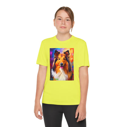Pup Art Canvas - Kid's Sport Short Sleeve Tee (Sheltie - Shetland Sheepdog)