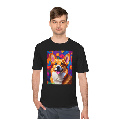 Pup Art Canvas Unisex Moisture Wicking Tee (Corgi)
