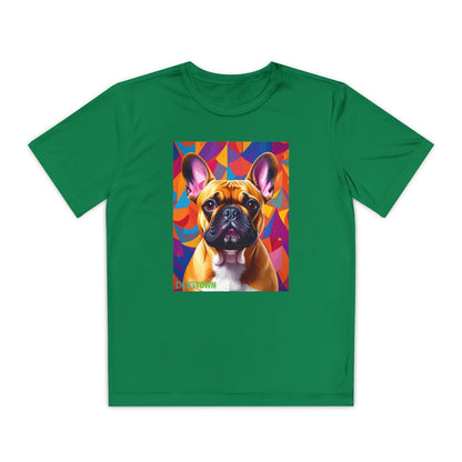 Pup Art Canvas - Kid's Sport Short Sleeve Tee (French Bulldog)