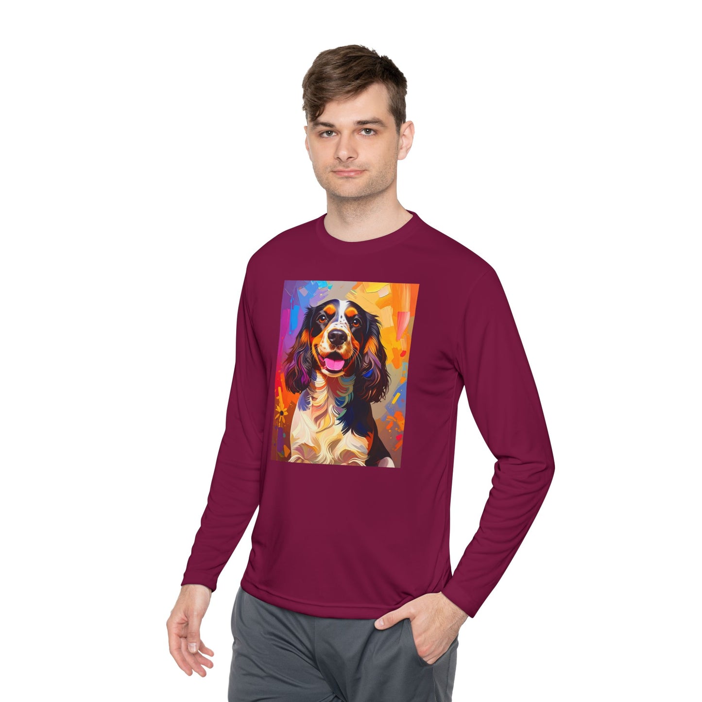 Pup Art Canvas Sport Long Sleeve Tee (English Springer Spaniel - 1)