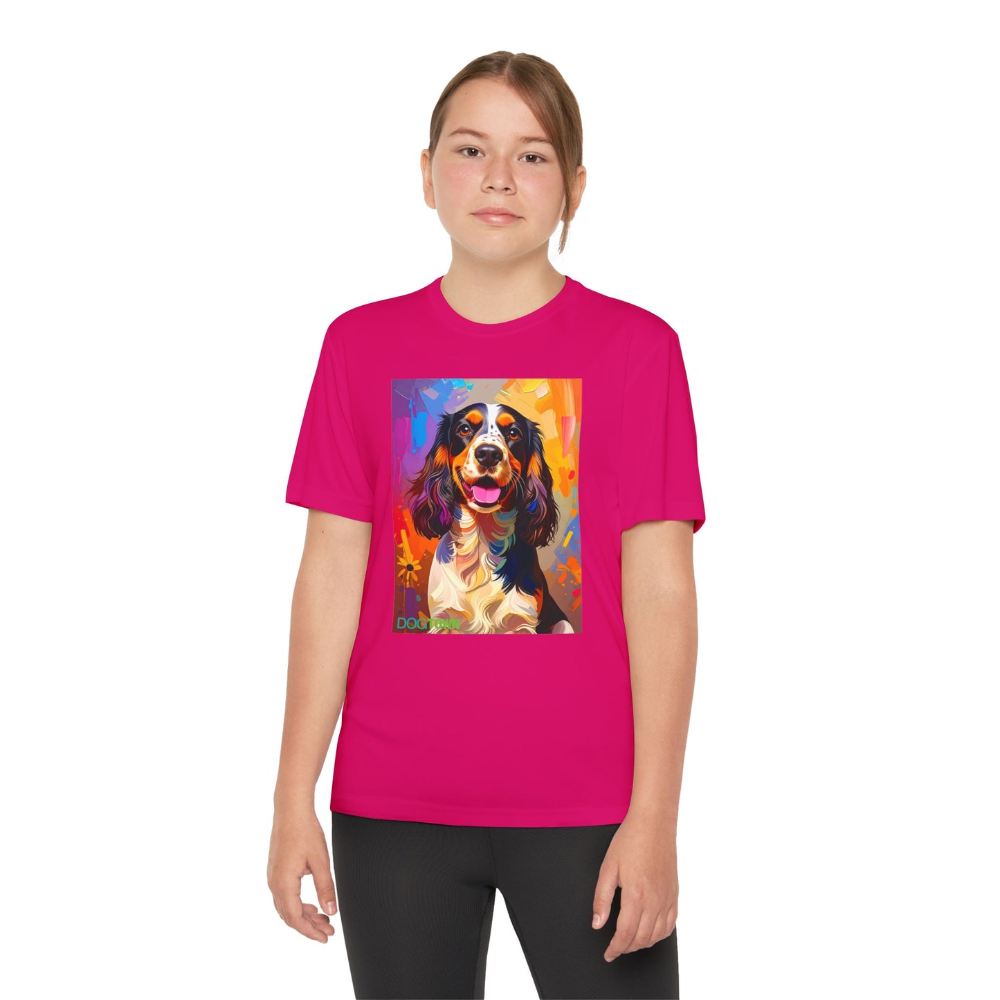 Pup Art Canvas - Kid's Sport Short Sleeve Tee (English Springer Spaniel)
