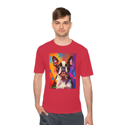 Pup Art Canvas Unisex Moisture Wicking Tee (Boston Terrier)