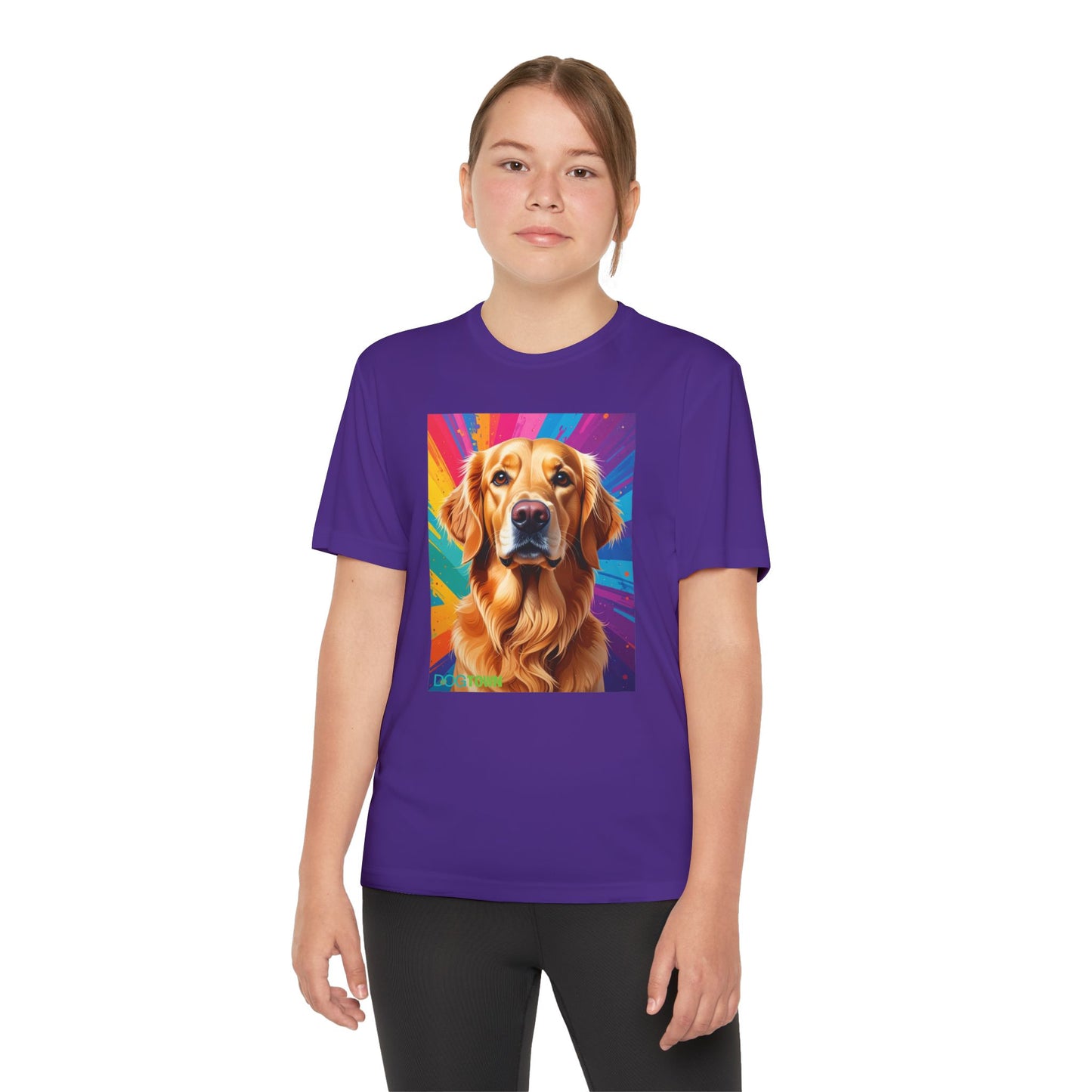 Pup Art Canvas - Kid's Sport Short Sleeve Tee (Golden Retriever)