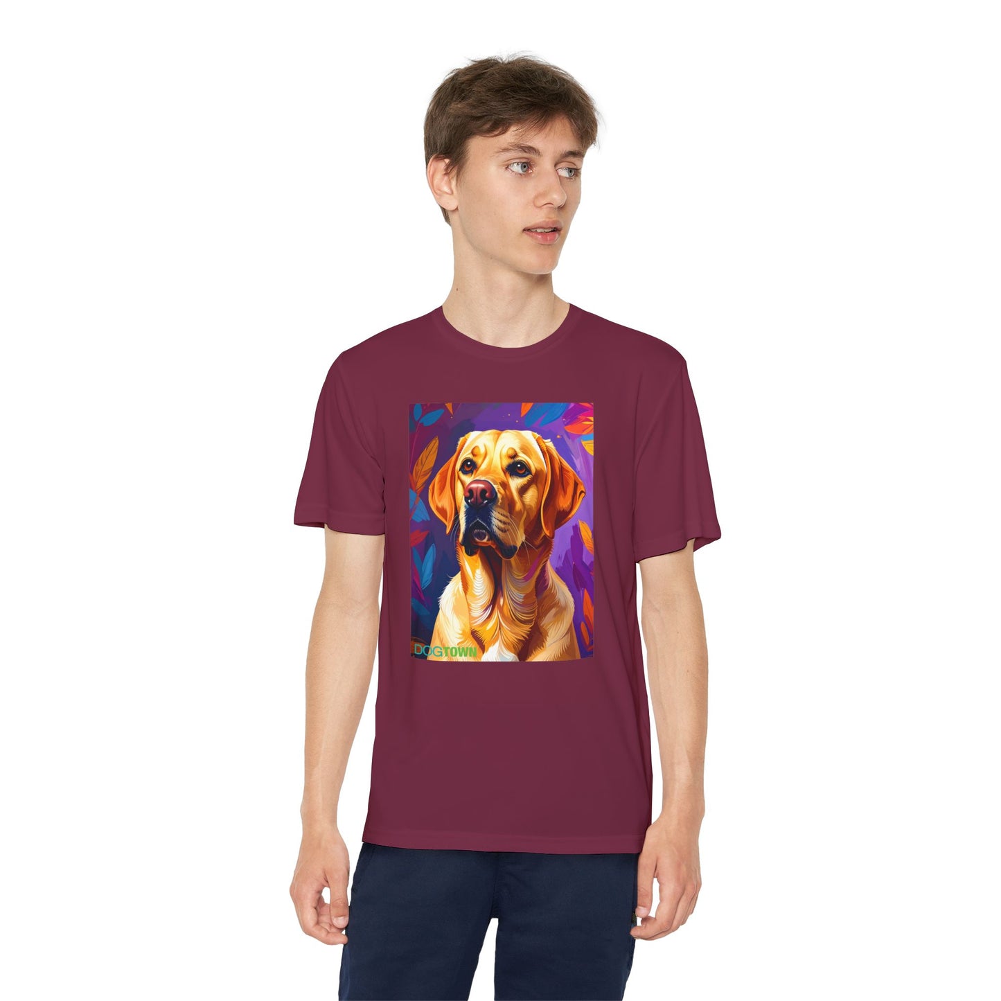 Pup Art Canvas - Kid's Sport Short Sleeve Tee (Yellow Lab)