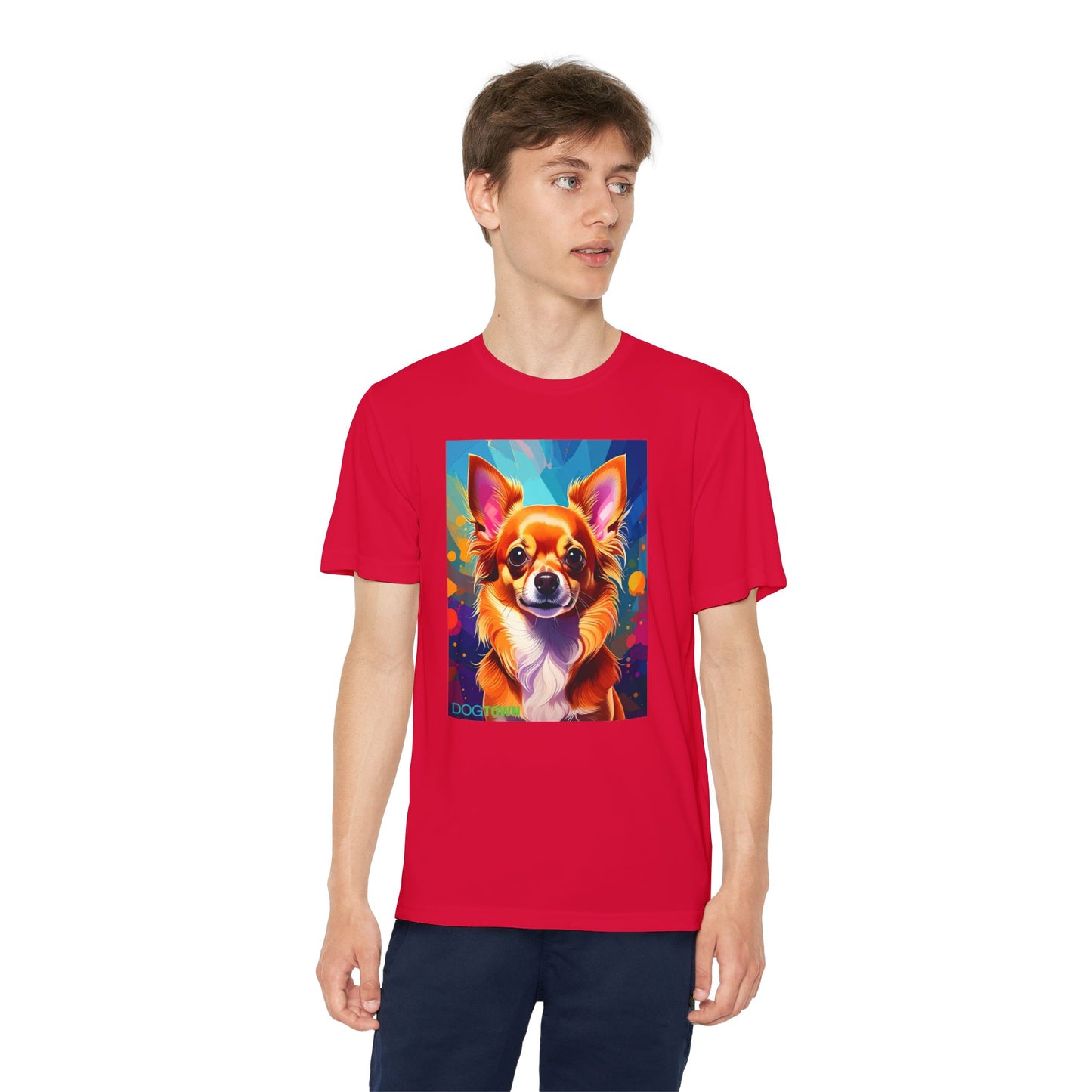 Pup Art Canvas - Kid's Sport Short Sleeve Tee (Chihuauha)