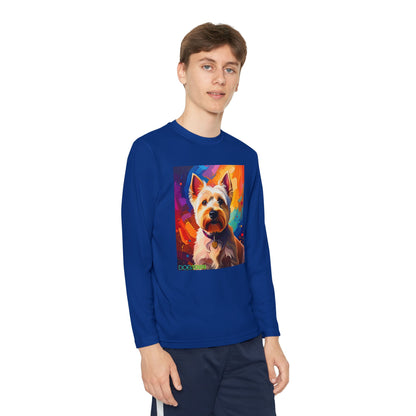Pup Art Canvas - Kid's Sport Long Sleeve Tee  (West Highland White Terrier)