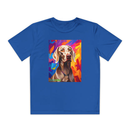 Pup Art Canvas - Kid's Sport Short Sleeve Tee (Weimaraner)