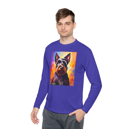Pup Art Canvas Sport Long Sleeve Tee (Scottish Terrier)