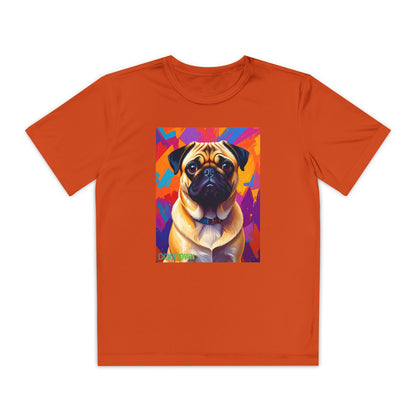 Pup Art Canvas - Kid's Sport Short Sleeve Tee (Pug)
