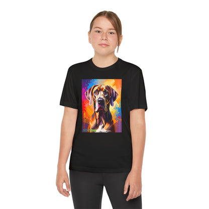 Pup Art Canvas - Kid's Sport Short Sleeve Tee (Great Dane)