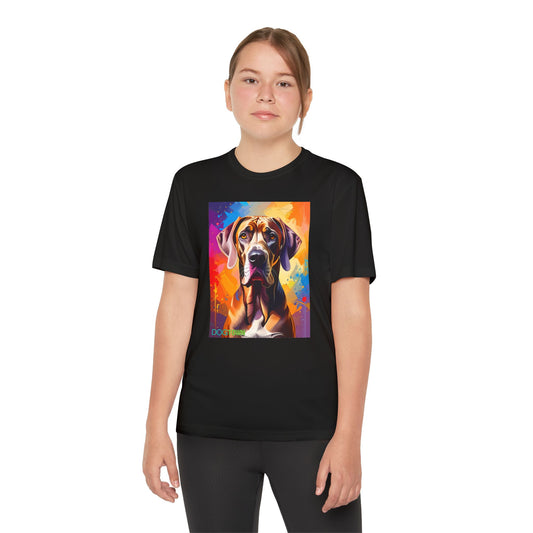Pup Art Canvas - Kid's Sport Short Sleeve Tee (Great Dane)
