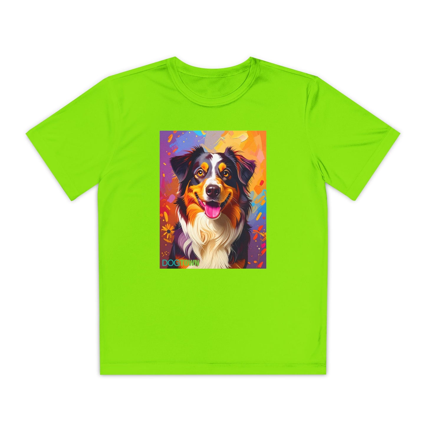 Pup Art Canvas - Kid's Sport Short Sleeve Tee (Australian Shepherd)