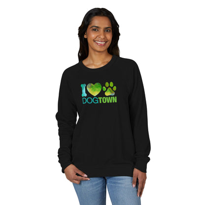 Dogtown "I Heart Paw" Unisex Raglan Cozy Crewneck Sweatshirt