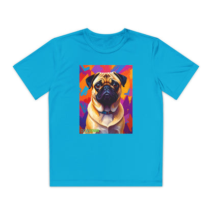 Pup Art Canvas - Kid's Sport Short Sleeve Tee (Pug)
